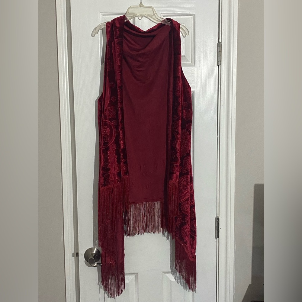 Elegant Red Fringe Vest